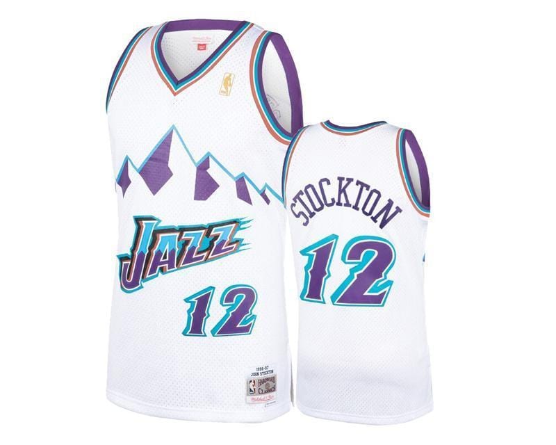 John Stockton Utah Jazz Mitchell & Ness Hardwood Classics 1996/97 Swingman Jersey - White
