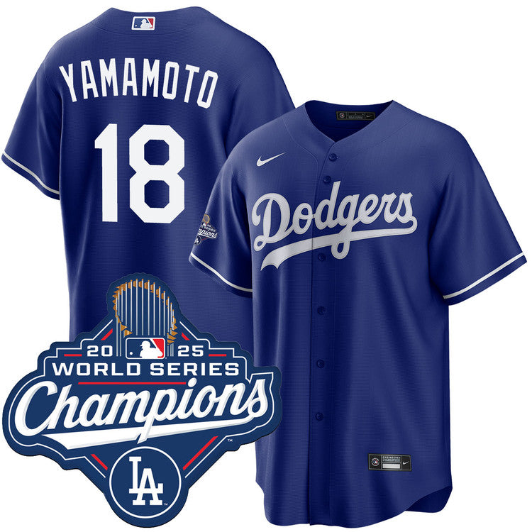 Yoshinobu Yamamoto Los Angeles Dodgers 2025 Alternate World Series Champions Jersey - Royal
