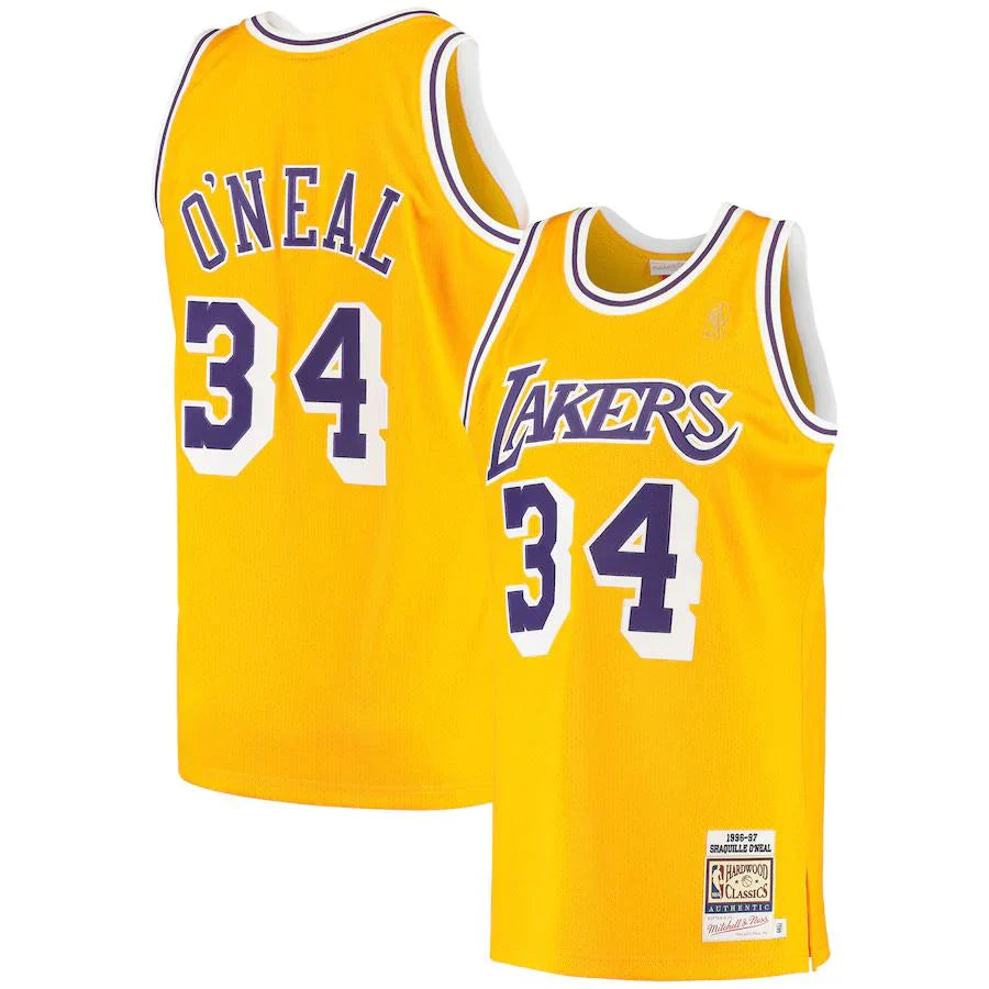 Shaquille O'Neal Los Angeles Lakers Hardwood Classics 1996/97 Jersey - Yellow