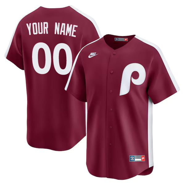 Custom Philadelphia Phillies Cooperstown Throwback Jersey – Burgundy