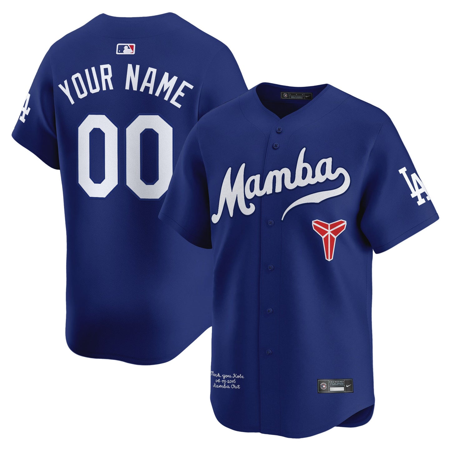 Custom Los Angeles Dodgers Kobe Honor Collection Jersey - Royal Blue