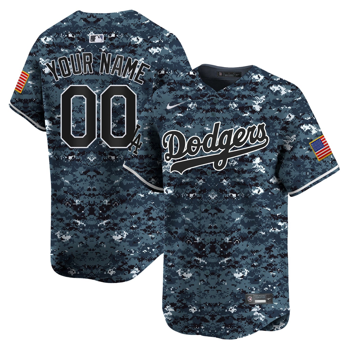 Custom Los Angeles Dodgers USMC Jersey - Navy Camo