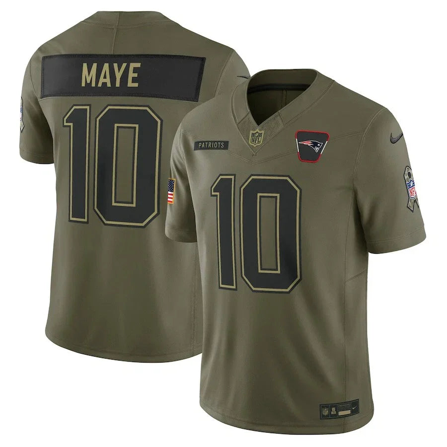 Drake Maye New England Patriots Salute to Service Jersey - Green