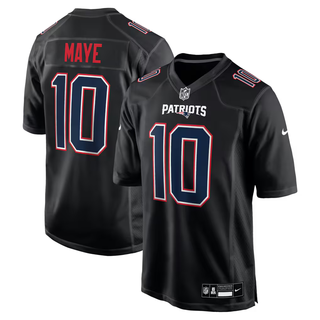 Drake Maye New England Patriots Jersey - Carbon Black