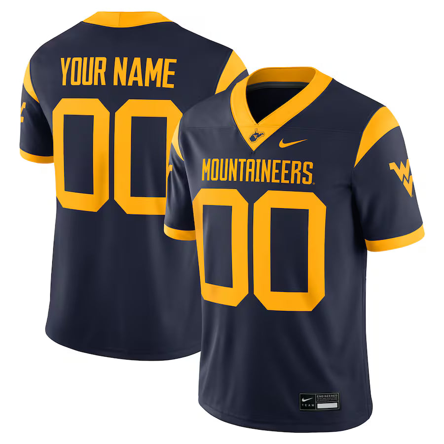 Custom West Virginia Mountaineers Jersey - Navy
