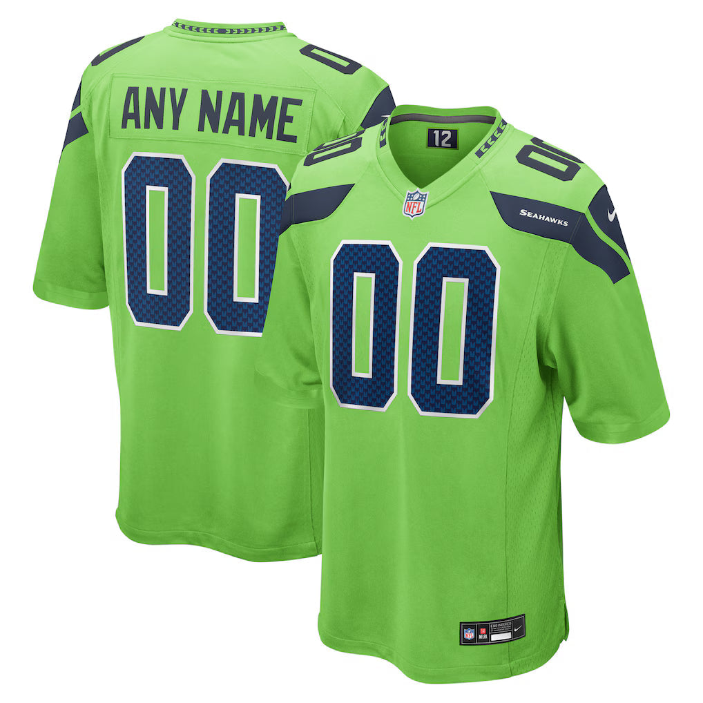 Custom Seattle Seahawks Alternate Jersey - Neon Green