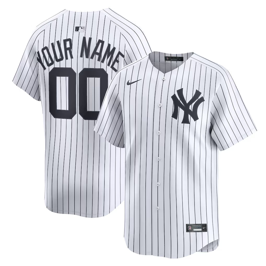Custom New York Yankees Home Limited Jersey - White