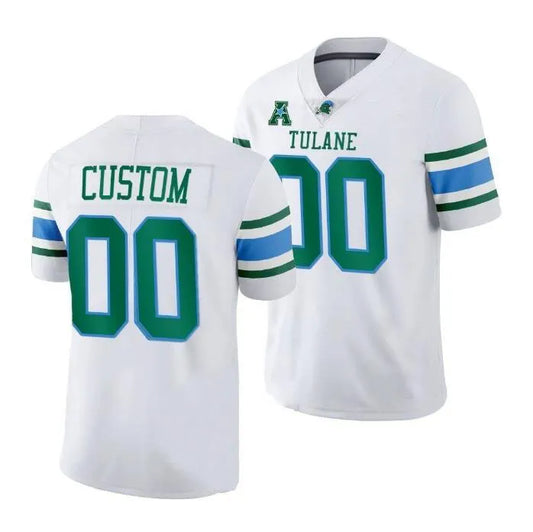 Custom Tulane Green Wave Jersey - White