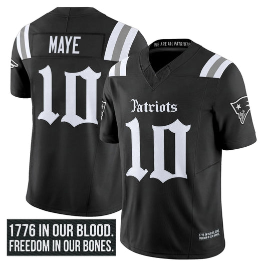 Drake Maye New England Patriots Gothic Jersey - Black