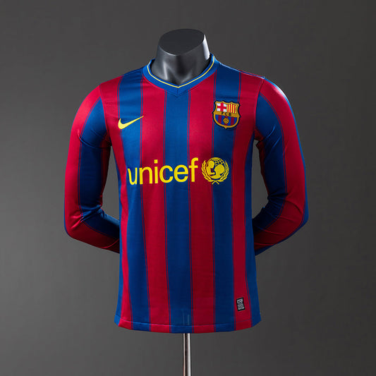 Barcelona 09/10 Home Long Sleeve Player Version Retro Jersey