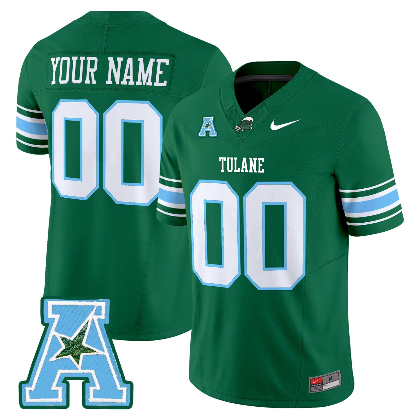 Custom Tulane Green Wave Jersey - Green