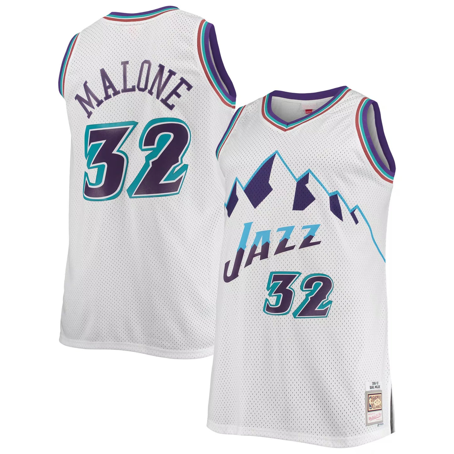 Karl Malone Utah Jazz 1996/97 Hardwood Classics Jersey - White