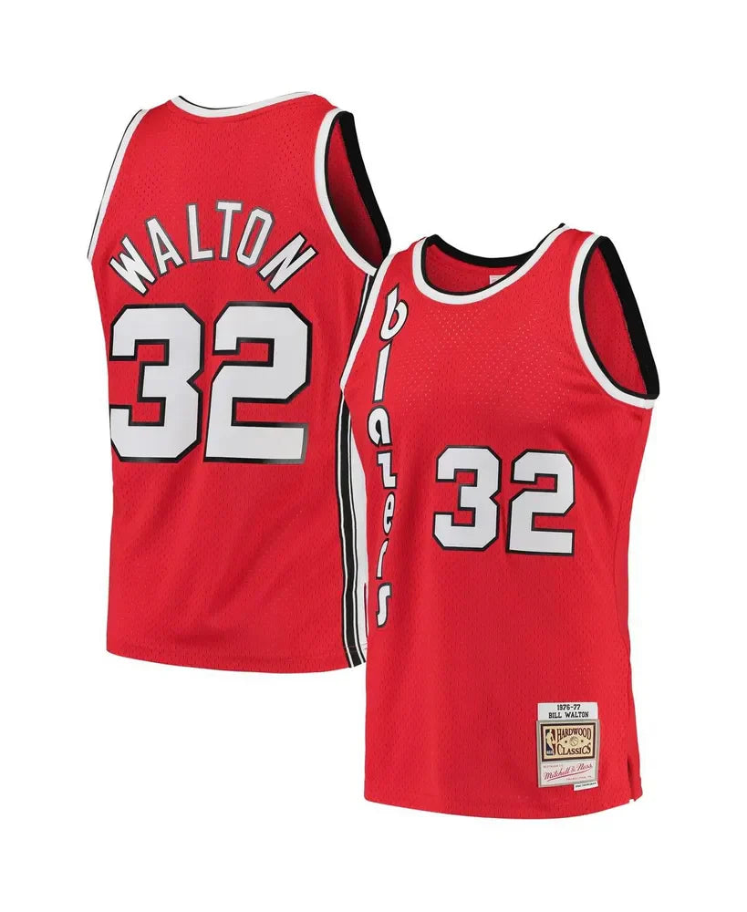 Bill Walton Portland Trail Blazers 1976/77 Hardwood Classics Jersey - Red