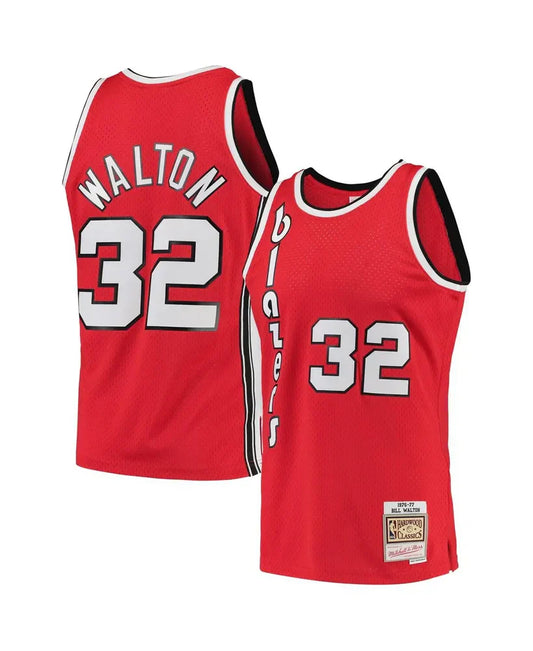 Bill Walton Portland Trail Blazers 1976/77 Hardwood Classics Jersey - Red