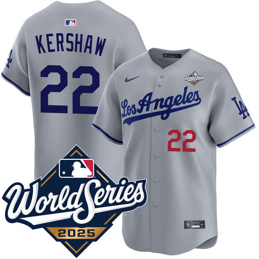 Clayton Kershaw Los Angeles Dodgers Road Limited 2025 World Series Jersey - Gray