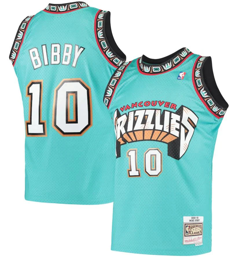 Mike Bibby Memphis Grizzlies Vancouver 1998/99 Hardwood Classics Jersey - Turquoise