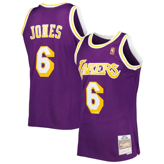 Eddie Jones Los Angeles Lakers Hardwood Classics 1996/97 Jersey - Purple