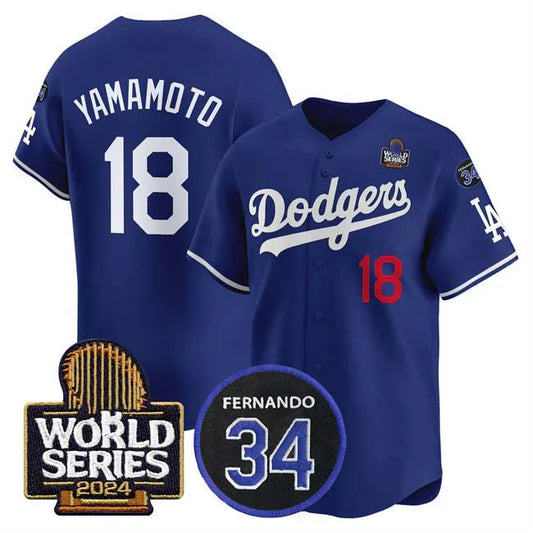 Yoshinobu Yamamoto Los Angeles Dodgers 2024 World Series Jersey - Royal Blue