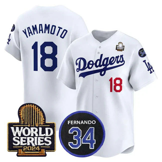 Yoshinobu Yamamoto Los Angeles Dodgers 2024 World Series Jersey - White