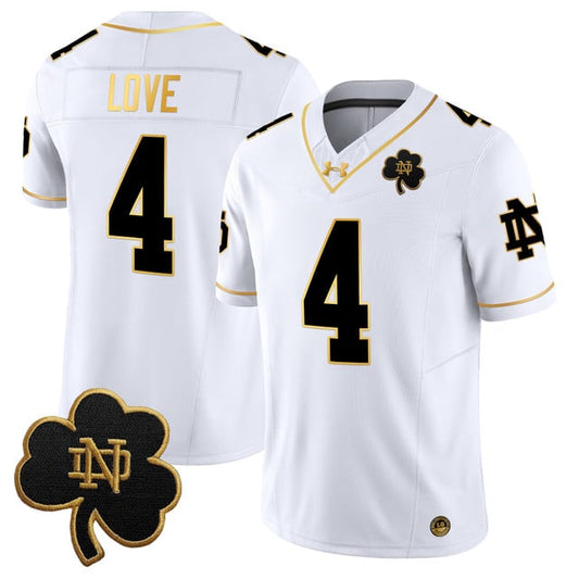 Jeremiyah Love Notre Dame Fighting Irish Jersey - White/Gold