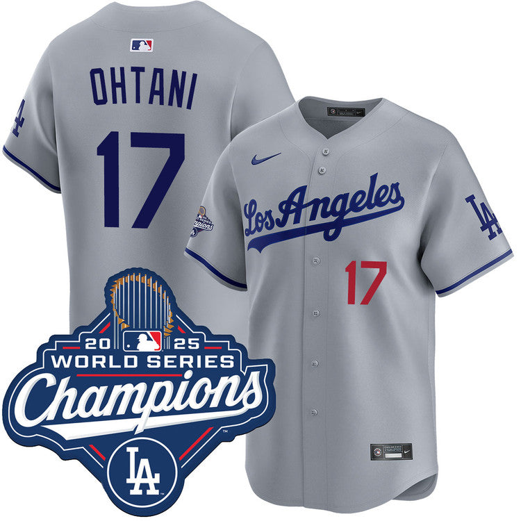 Shohei Ohtani Los Angeles Dodgers Road Limited 2025 World Series Champions Jersey - Gray