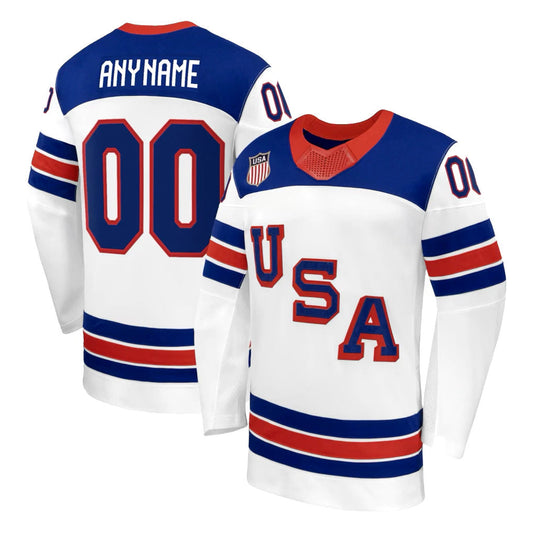 Custom USA 2026 Olympic Away Jersey - White