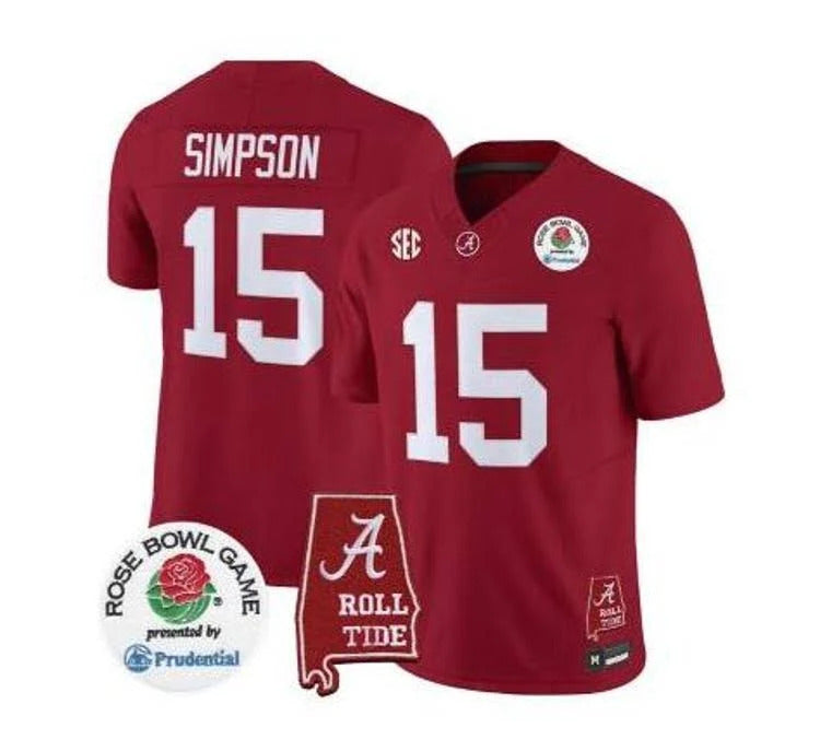 Ty Simpson Alabama Crimson Tide Rosebowl Jersey - Crimson