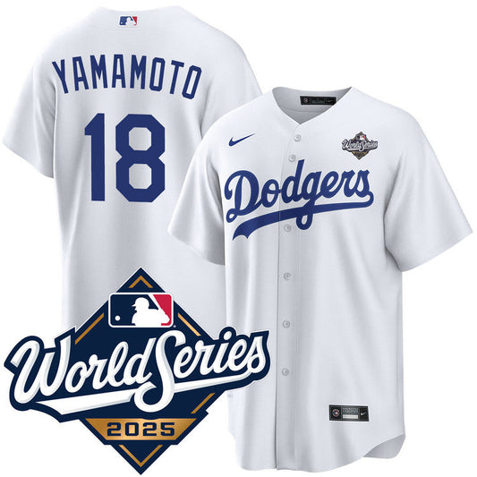 Yoshinobu Yamamoto Los Angeles Dodgers Home 2025 World Series Jersey - White