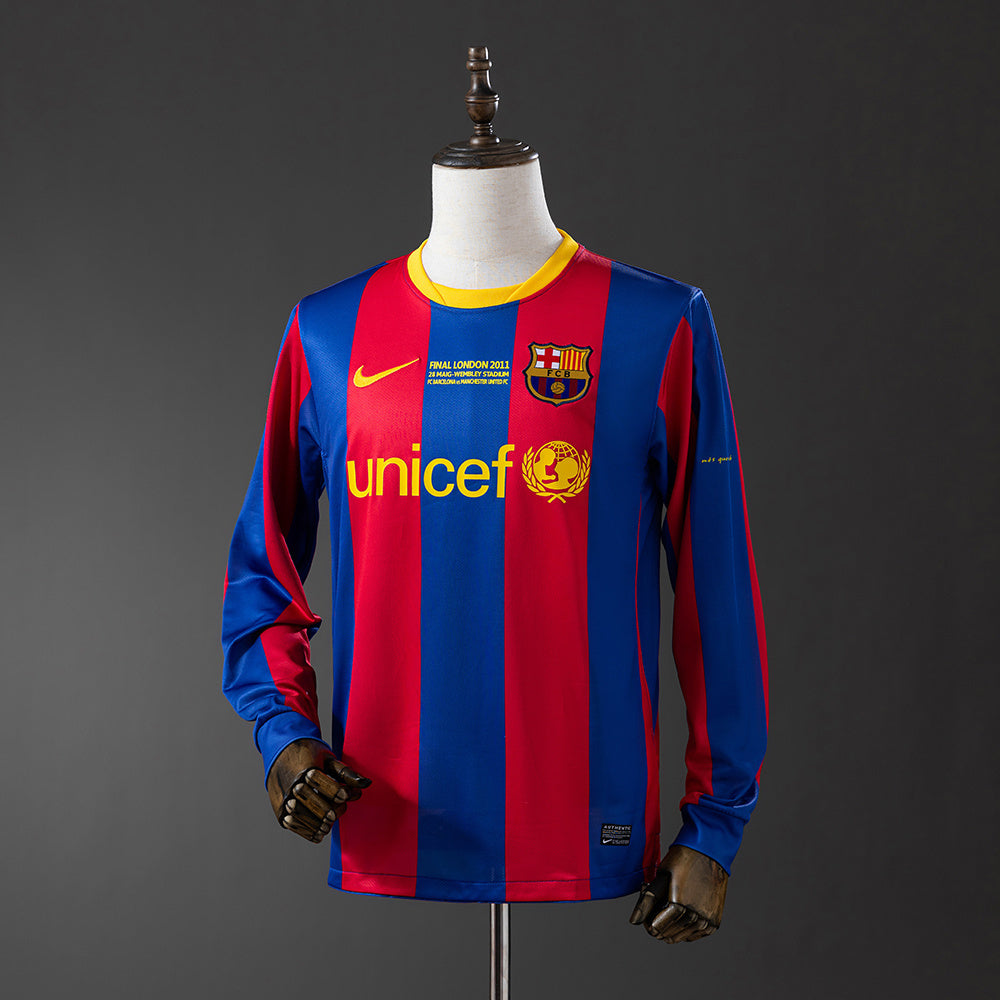 Barcelona 10/11 Home Champions League Edition Long Sleeve Retro Jersey
