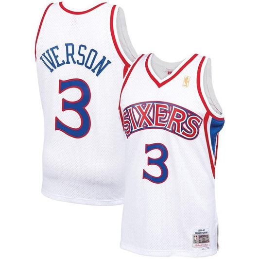 Allen Iverson Philadelphia 76ers Mitchell & Ness Hardwood Classics 1996/97 Jersey - White