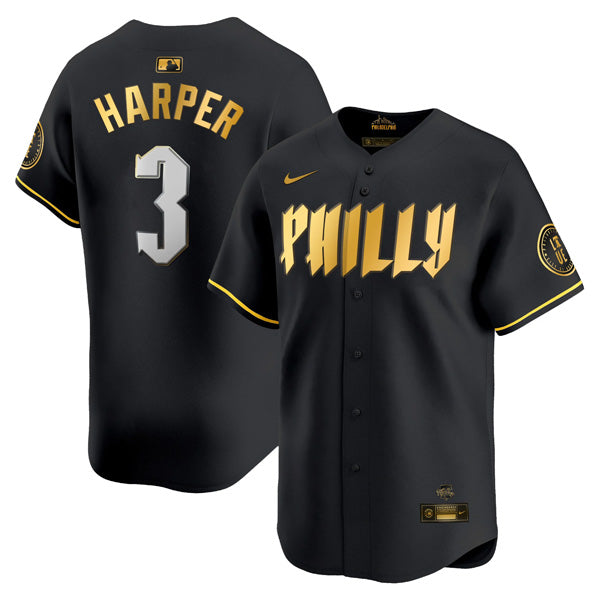 Bryce Harper Philadelphia Phillies City Connect “Philly” Limited Jersey - Black Gold