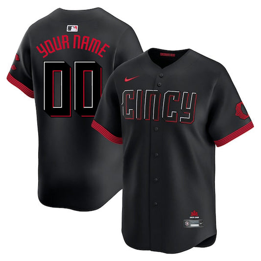 Custom Cincinnati Reds City Connect Jersey - Black