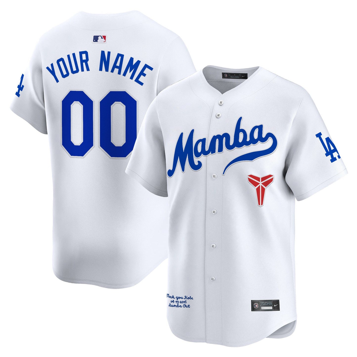 Custom Los Angeles Dodgers Kobe Honor Collection Jersey - White