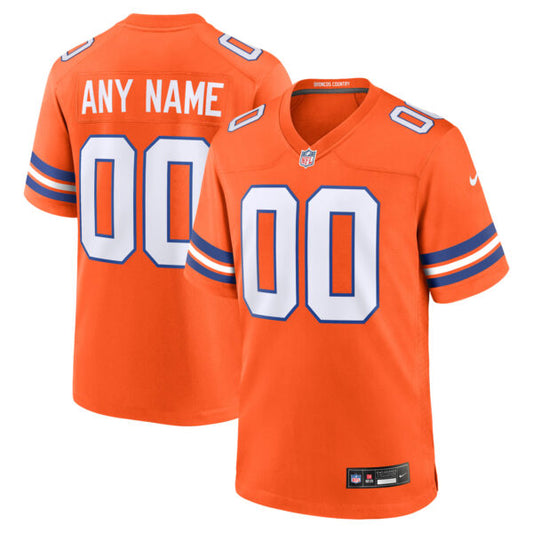 Custom Denver Broncos Mile High Collection 1977 Throwback Jersey - Orange