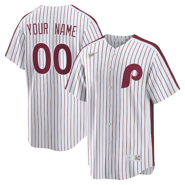 Custom Philadelphia Phillies Cooperstown Throwback Jersey – White