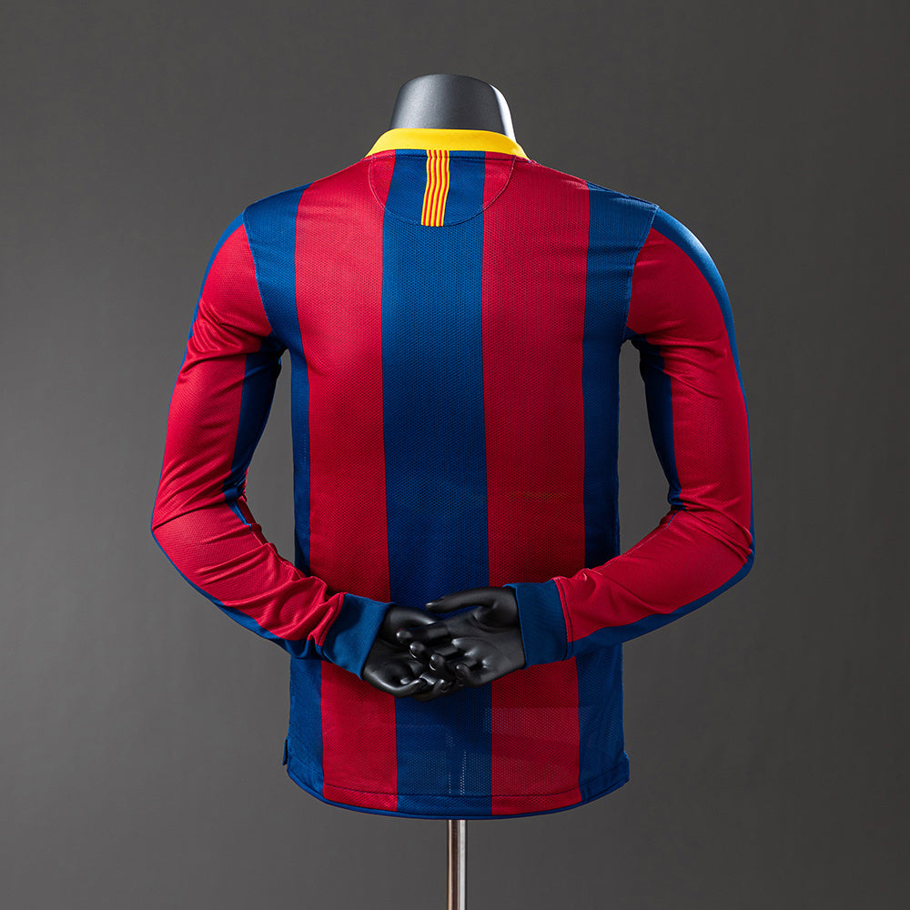 Barcelona 10/11 Home Long Sleeve Player Version Retro Jersey