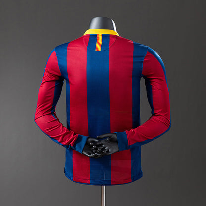 Barcelona 10/11 Home Long Sleeve Player Version Retro Jersey
