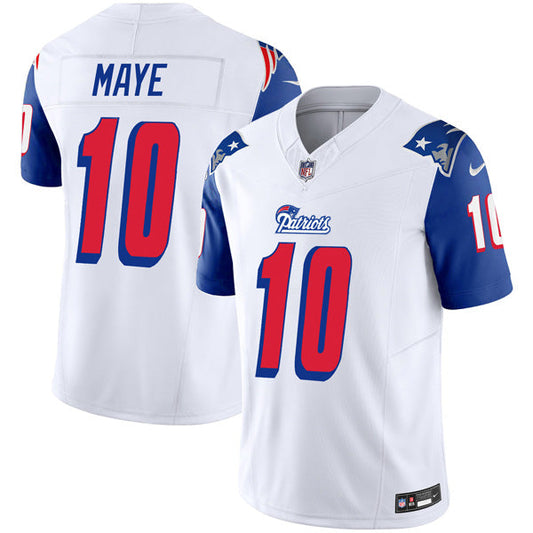 Drake Maye New England Patriots 1996 Throwback Stitched Jersey – White