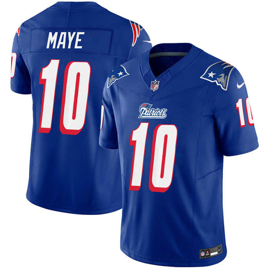 Drake Maye New England Patriots 1996 Throwback Stitched Jersey – Royal