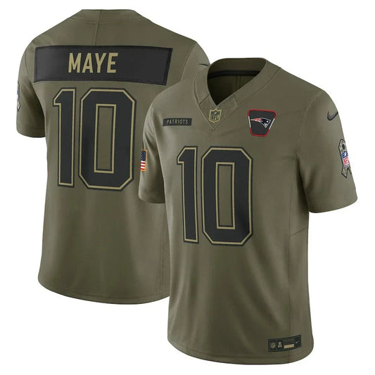 Drake Maye New England Patriots Salute to Service Jersey - Green