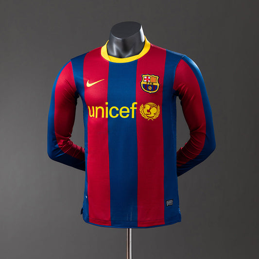 Barcelona 10/11 Home Long Sleeve Player Version Retro Jersey