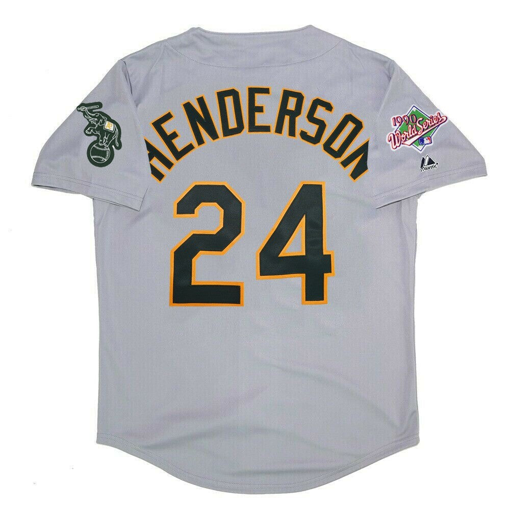 Rickey Henderson Oakland Athletics 1990 World Series Road Jersey - Grey