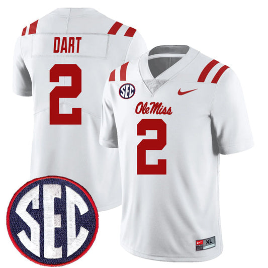 Jaxson Dart Ole Miss Rebels Jersey - White