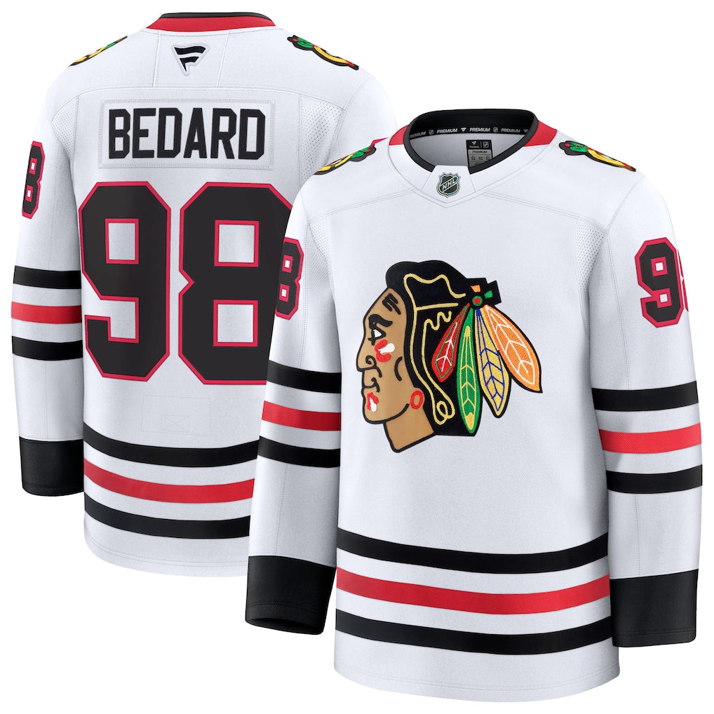 Connor Bedard Chicago Blackhawks Away Premium Jersey - White