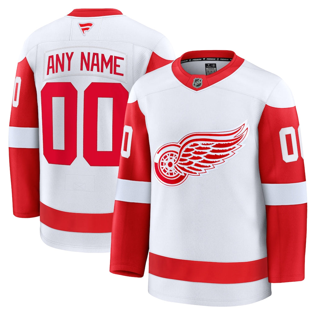 Custom Detroit Red Wings Away Premium Jersey - White