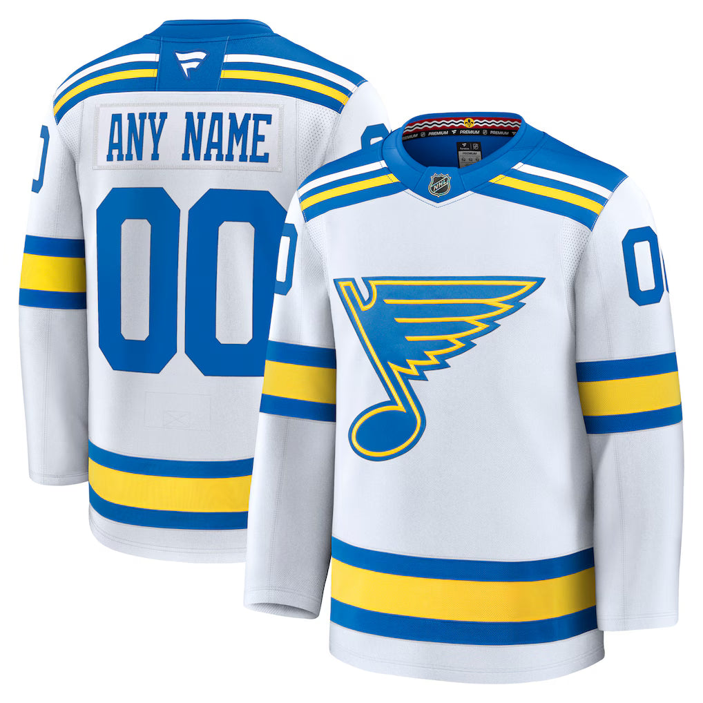 Custom St. Louis Blues Away Premium Player Jersey - White