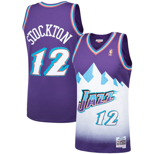 John Stockton Utah Jazz Mitchell & Ness Hardwood Classics 1996/97 Swingman Jersey - Purple