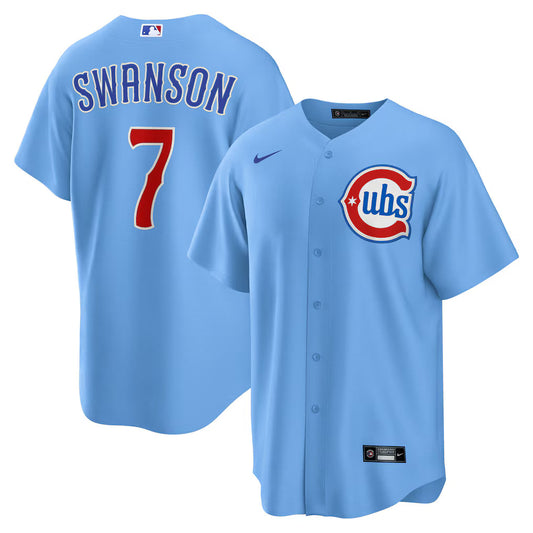 Dansby Swanson Chicago Cubs 2nd Alternate Jersey - Light Blue