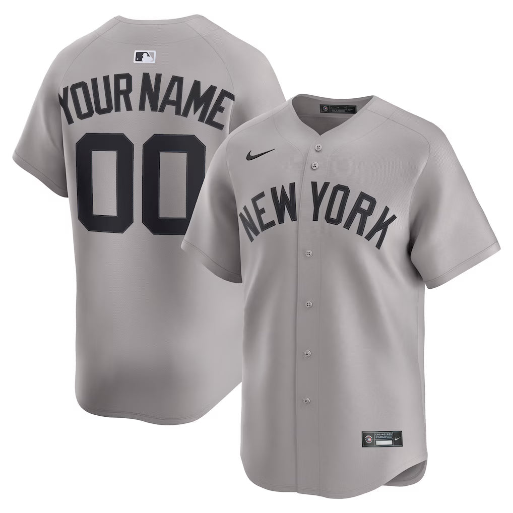 Custom New York Yankees Away Jersey - Gray