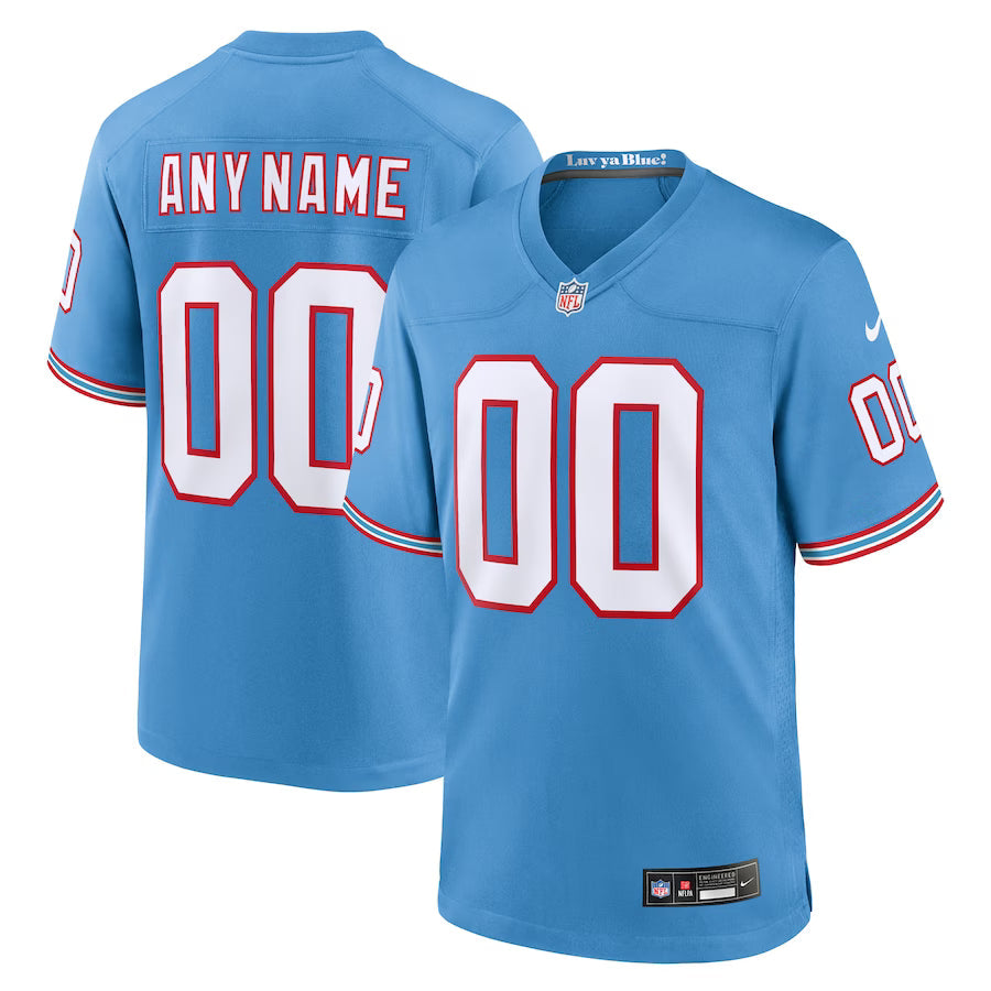 Custom Tennessee Titans Oilers Throwback Jersey - Light Blue